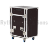 Flight case regie classique 16U+14U+16U avec pupitre et 2 tables